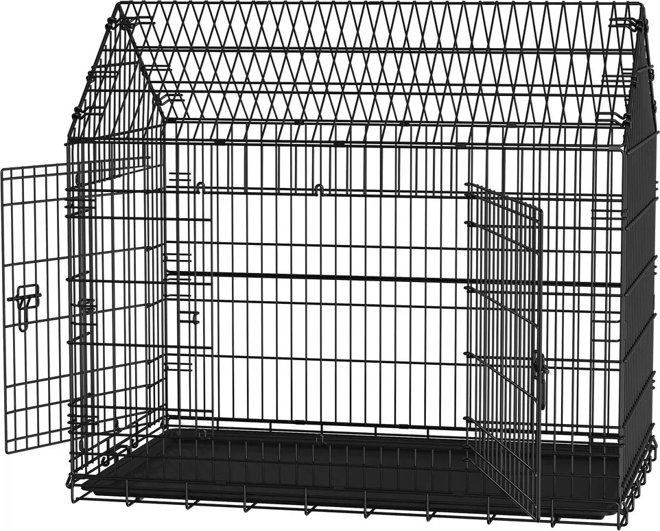 Gaiola para cães, caixa de transporte dobrável, metal 120 x 72,5 x 109 cm Preto