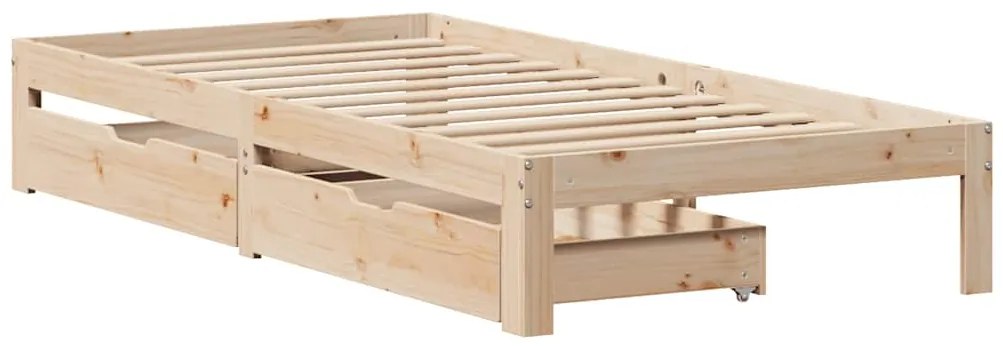 Estrutura de cama com gavetas 75x190 cm madeira de pinho maciça