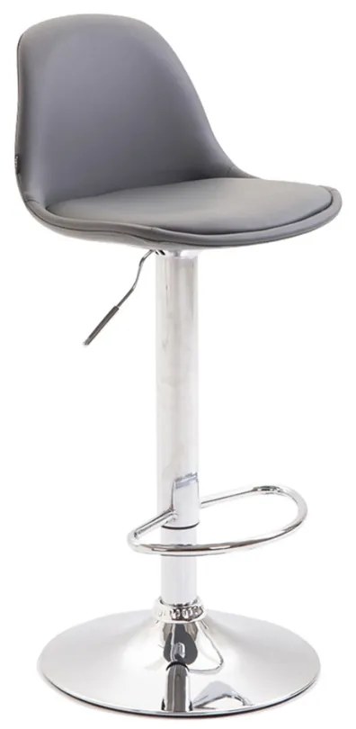 Banco de bar Kiel em couro sintético 39 x 82-104 x 43 cm Cinzento