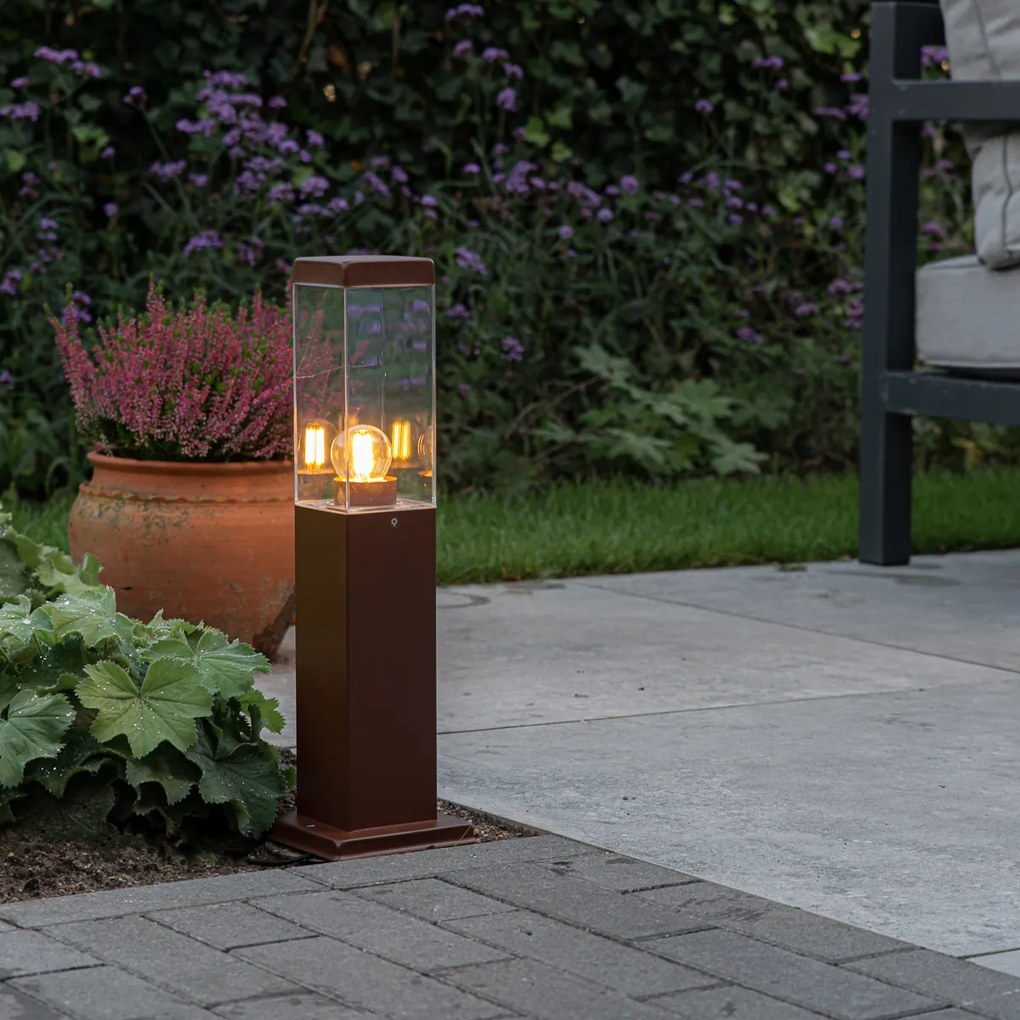 Poste de luz inteligente para exterior castanho ferrugem 45 cm incl. P45 - Malios