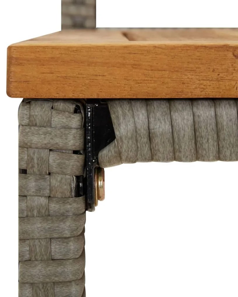 7 pcs conjunto de bar p/ jardim vime PE/acácia maciça cinzento