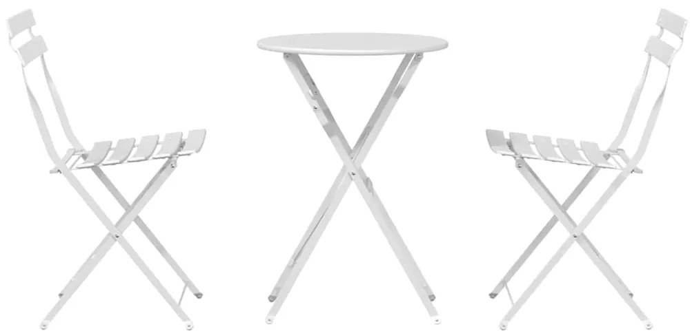 Conjunto de Bistro Dobrável de 3 Peças vidaXL Branco Aço