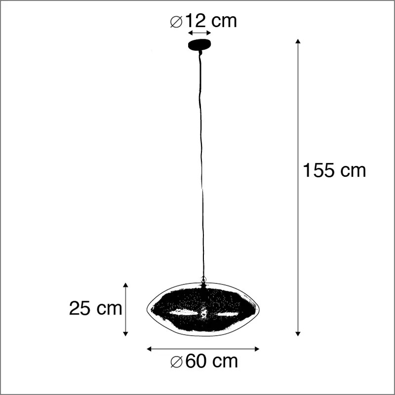 Candeeiro de suspensão oriental preto com dourado 60 cm - Radiance Oriental