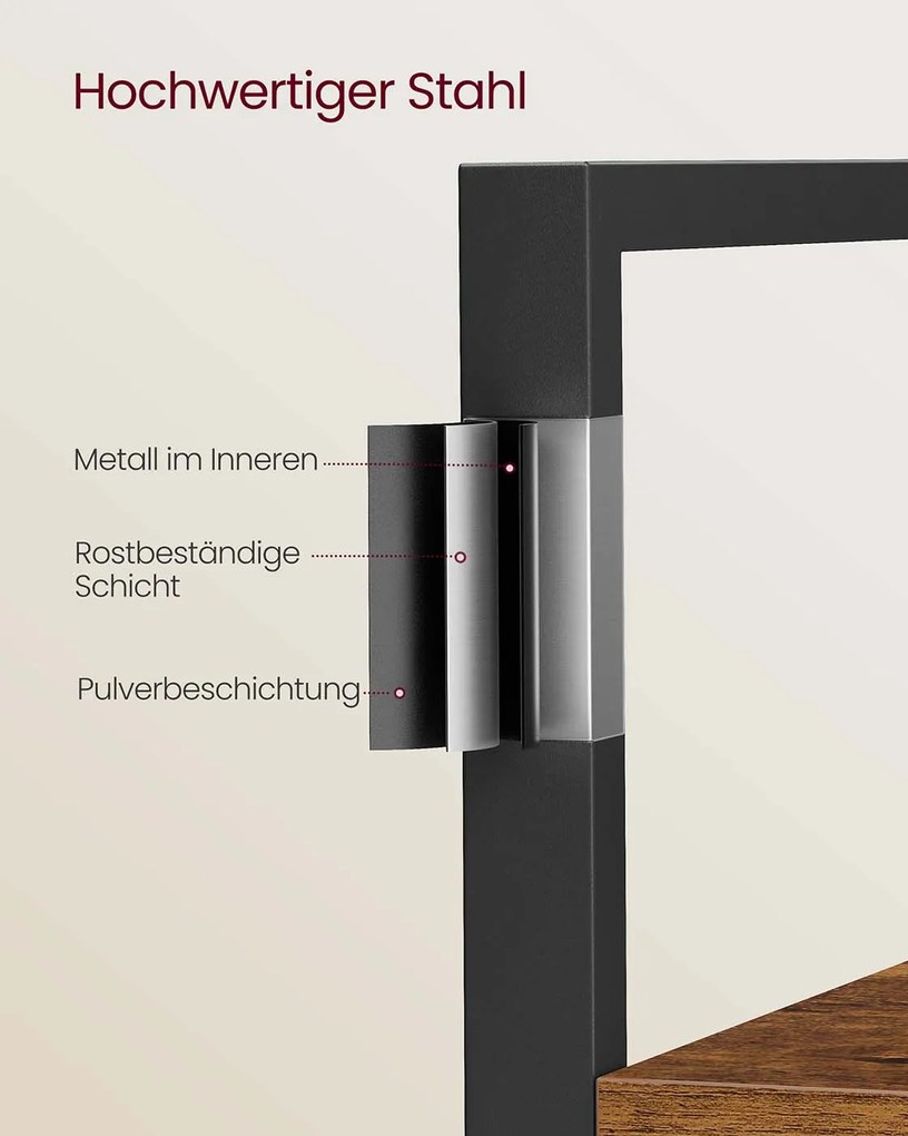 Estante com estrutura em metal 24 x 128 x 166 cm e 14 prateleiras em castanho e preto