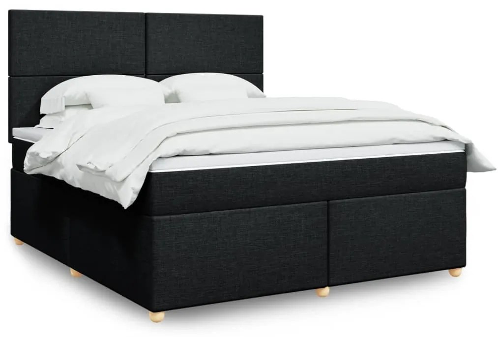 vidaXL Cama com molas/colchão 180x200 cm tecido preto