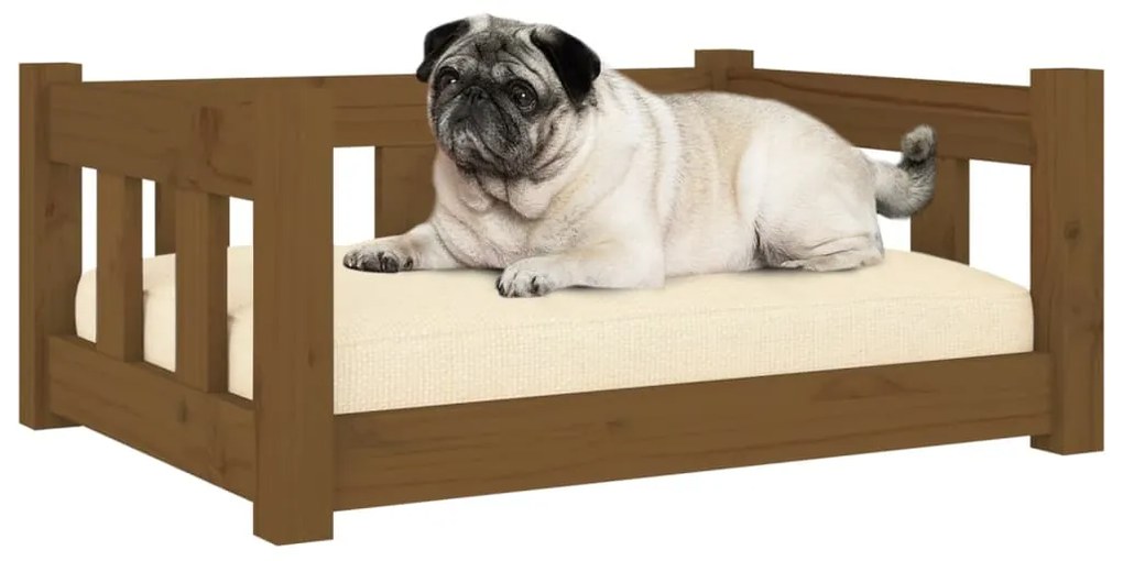 Cama para cães 65,5x50,5x28 cm madeira de pinho castanho mel