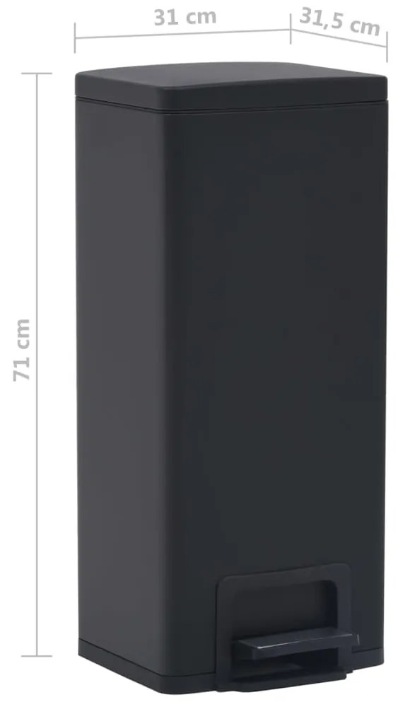 Caixote lixo pedal anti-impressão digital 30 L aço inox. preto