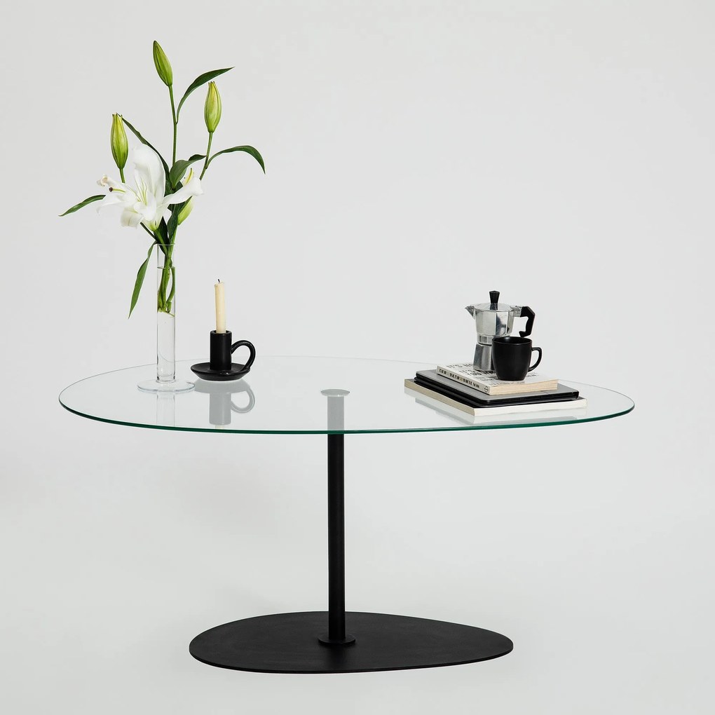 Mesa de Centro Porto – Transparente/Preto – 90x40x60 cm