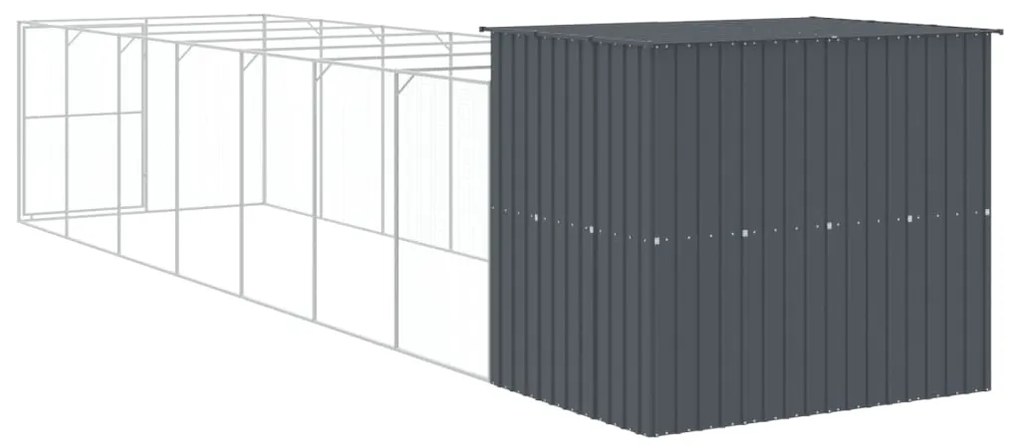 Casota p/ cães c/ parque 214x865x181 cm aço galvaniz. antracite