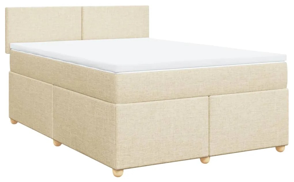 Cama com molas/colchão 140x200 cm tecido cor creme