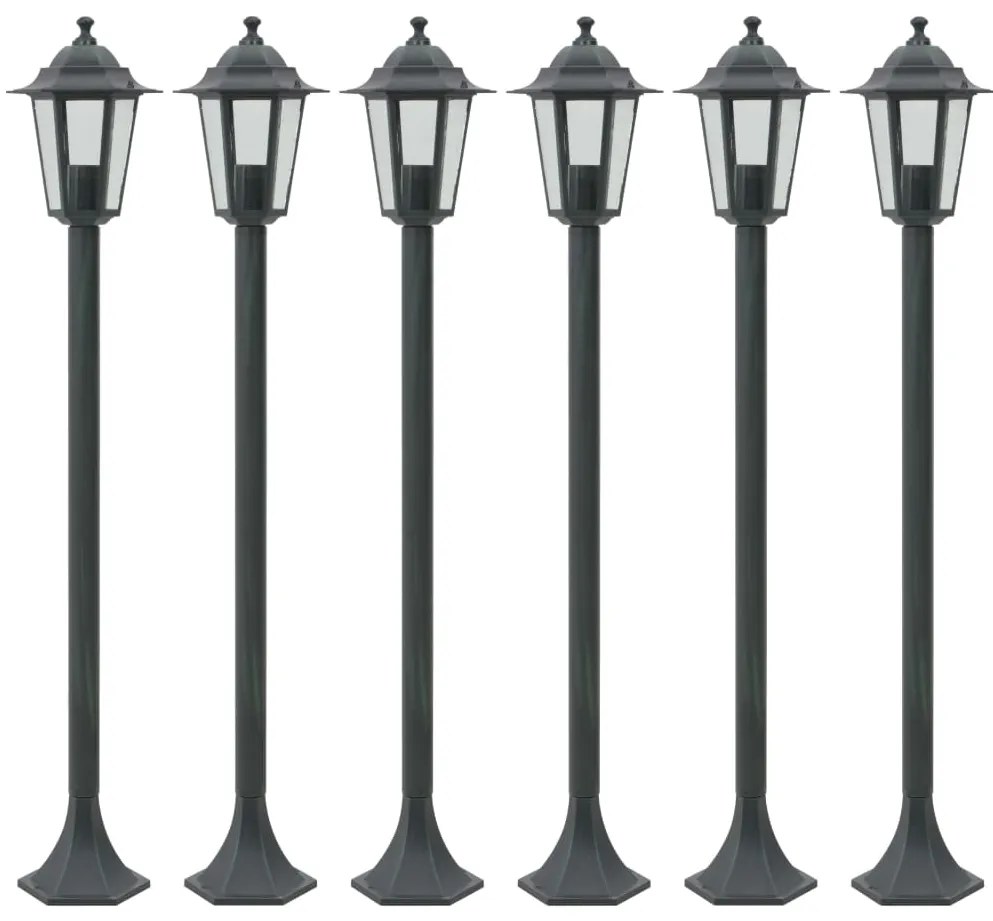 Candeeiros pé p/ jardim 6 pcs E27 110 cm alumínio verde escuro