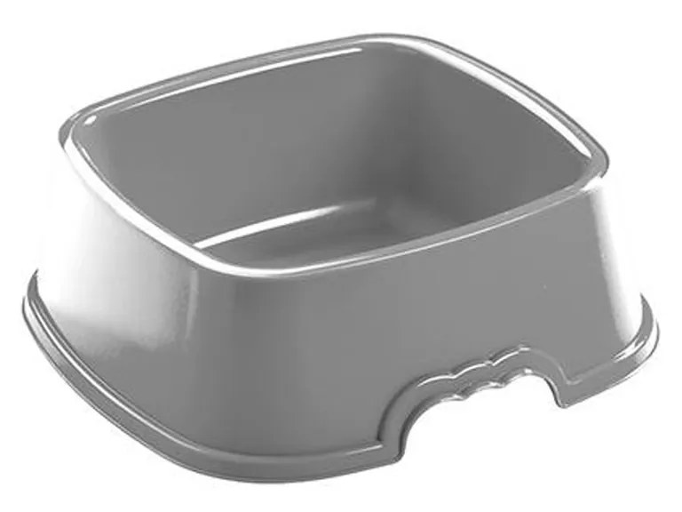 Comedouro Plástico Braco Quadrado Cinzento 750ml 17.6X17.6X5.8cm
