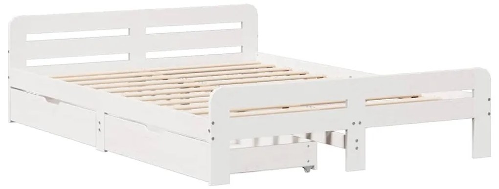 Cama sem colchão 160x200 cm madeira de pinho maciça branco