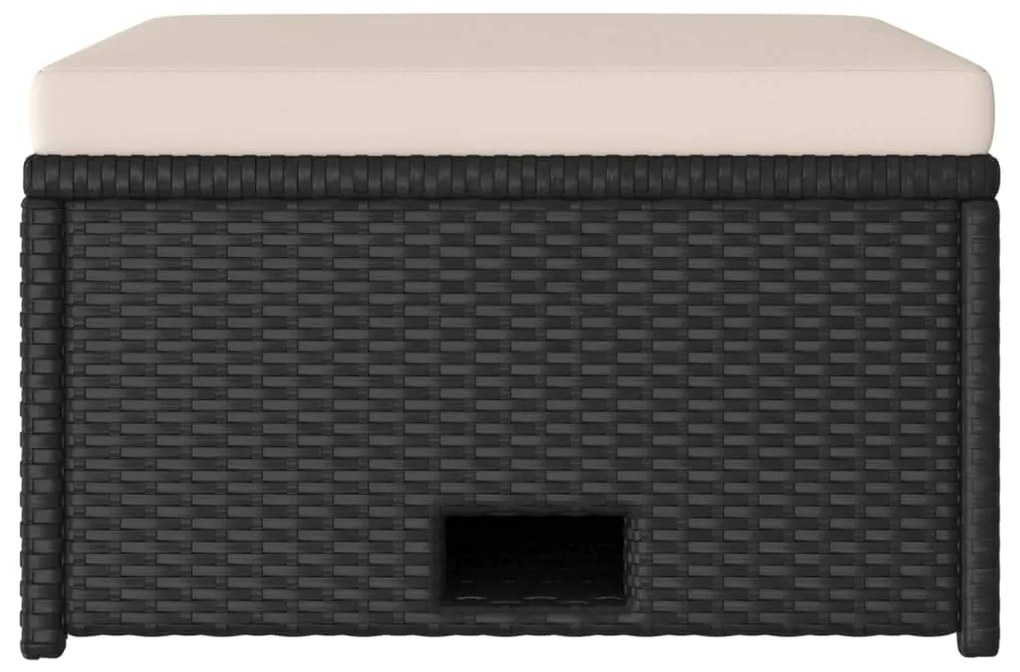 4 pcs conjunto lounge de jardim c/ almofadões vime PE preto