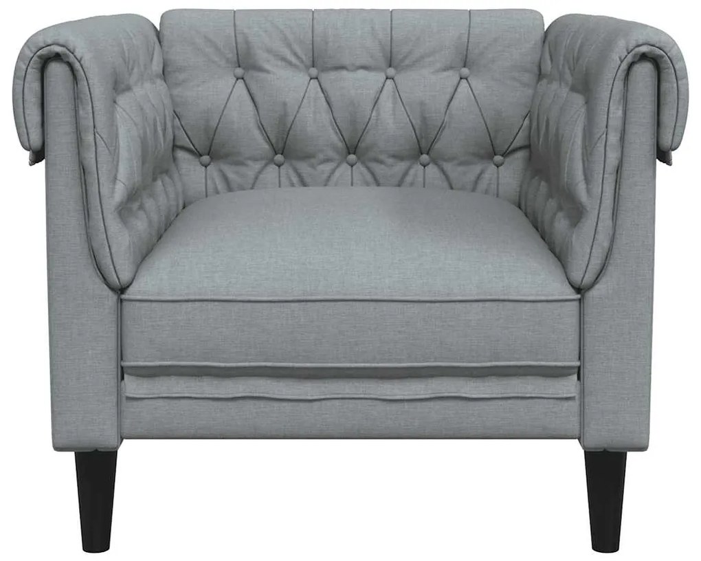 Sofá chesterfield tecido cinzento-claro