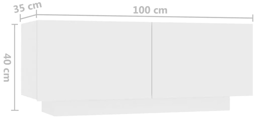 Móvel de TV com luzes LED 180x35x40 cm branco