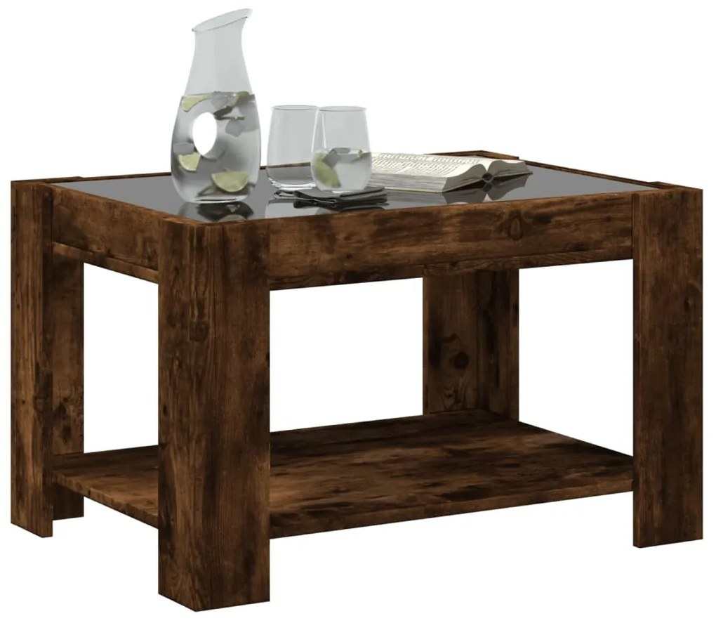 Mesa de centro c/ LEDs 73x53x45 cm derivados de madeira