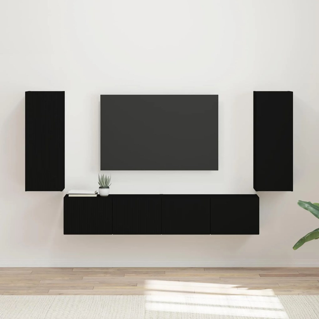 vidaXL Montado na parede 4 pcs Preto