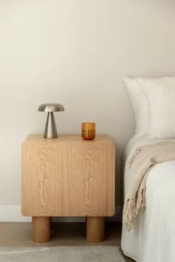 Pack De 2 Mesas De Cabeceira 50x40 Cm Em Mdf E Folha De Gumeri Madeira Natural - Sklum