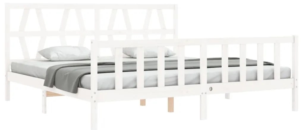 Cama sem colchão 200x200 cm madeira de pinho maciça branco