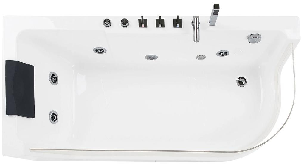 Banheira de hidromassagem de canto em acrílico branco com LED 170 x 80 cm ACUARIO Beliani