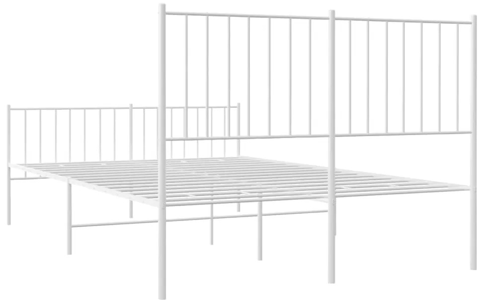 Estrutura de cama com cabeceira e pés 120x200 cm metal branco