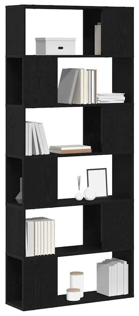 Estante de Livros vidaXL Carvalho Preto 80x24x186 cm Madeira Engenhari