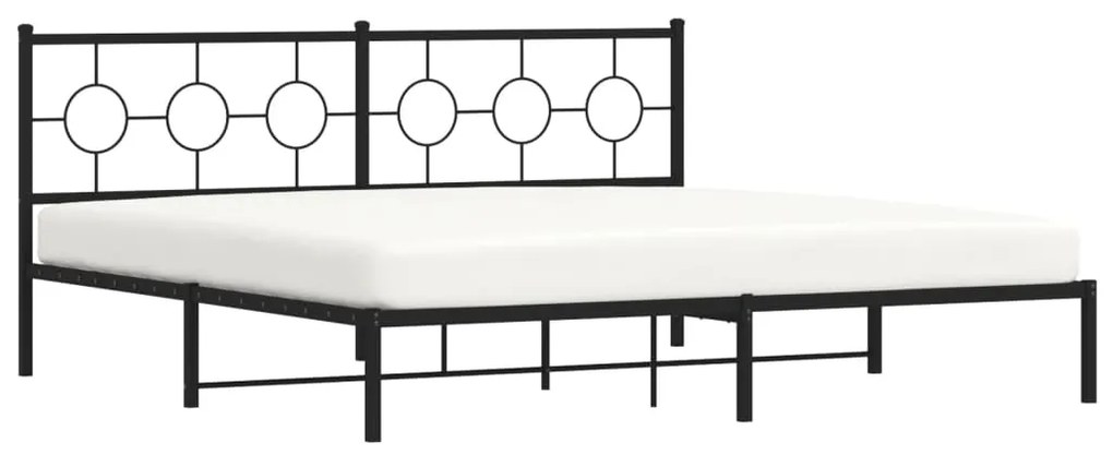 Estrutura de cama com cabeceira 193x203 cm metal preto