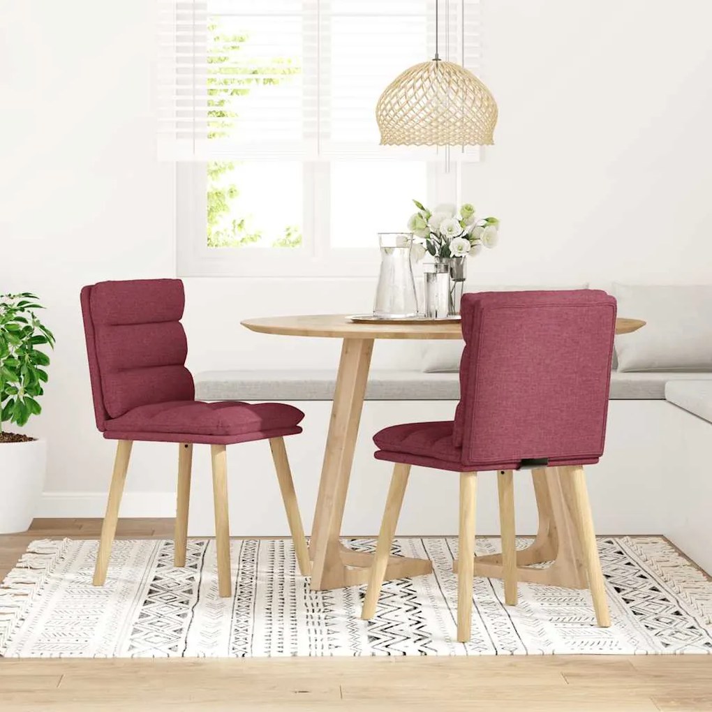 Cadeiras de jantar 2 pcs tecido vermelho tinto