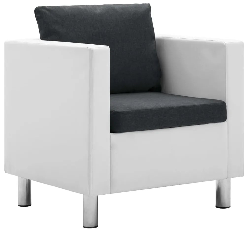 vidaXL Poltrona em couro artificial branco e cinzento-escuro