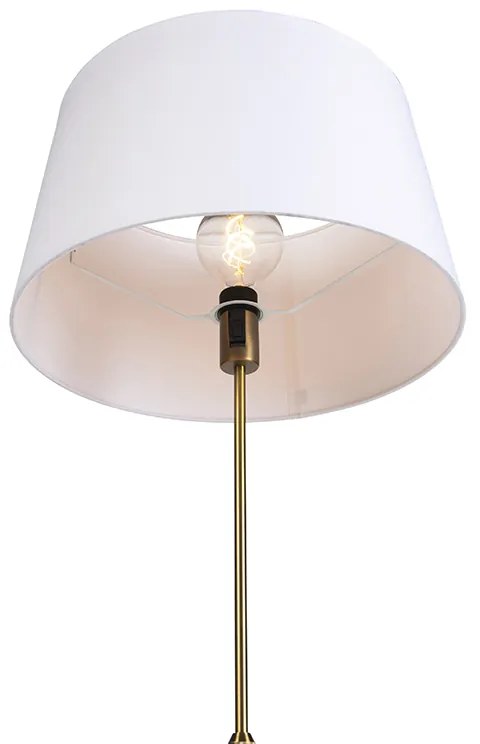 Candeeiro de pé bronze com abajur de linho branco 45 cm ajustável - Parte Country / Rústico