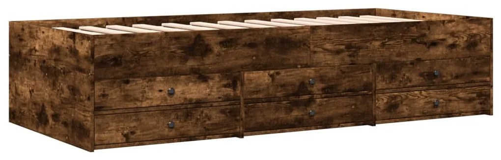 Sofá-cama com gavetas sem colchão 75x190 cm carvalho fumado