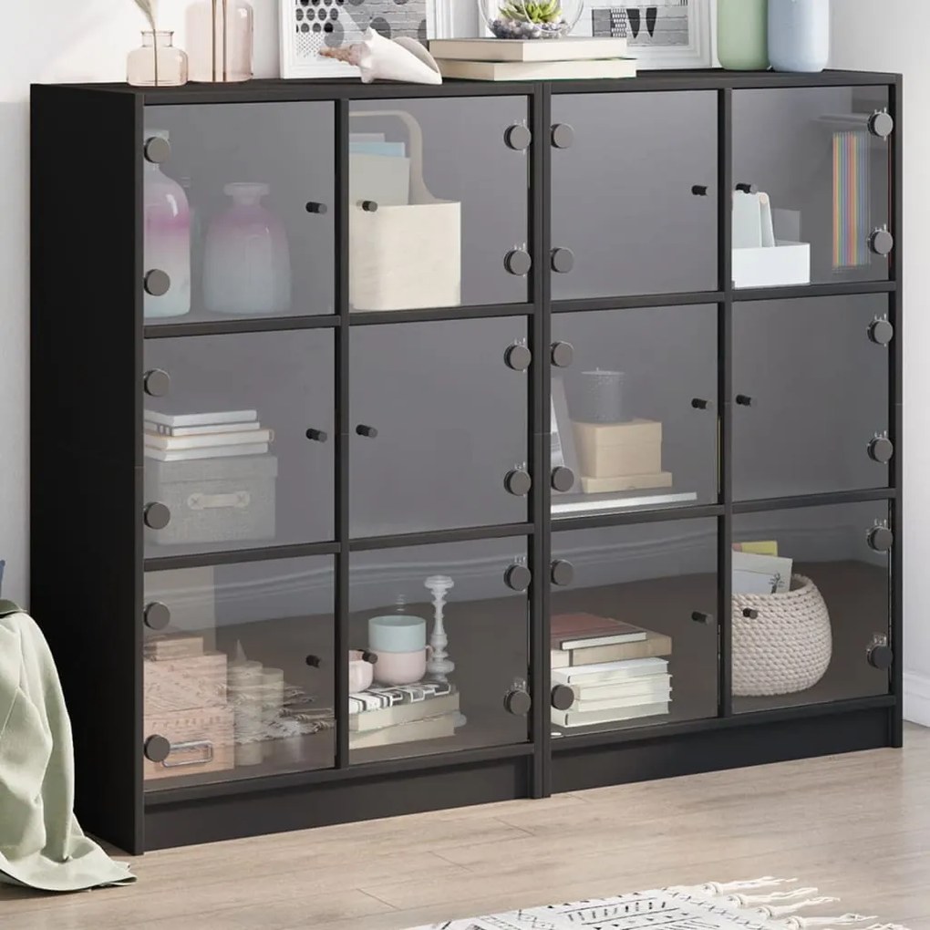 vidaXL Estante c/ portas 136x37x109 cm derivados de madeira preto