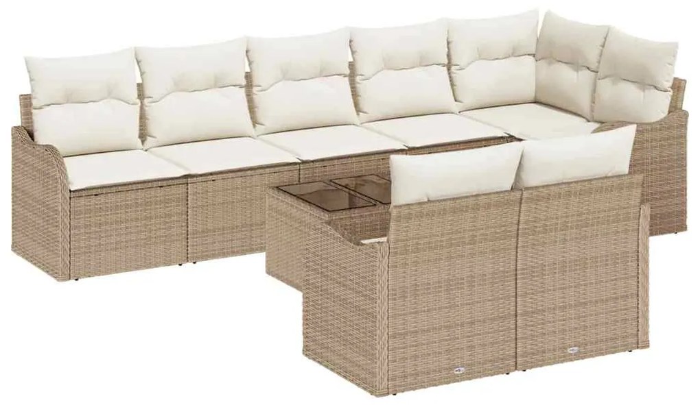 Conjunto de Sofás de Jardim de 9 Peças com Almofadas em Vime Marrom vi