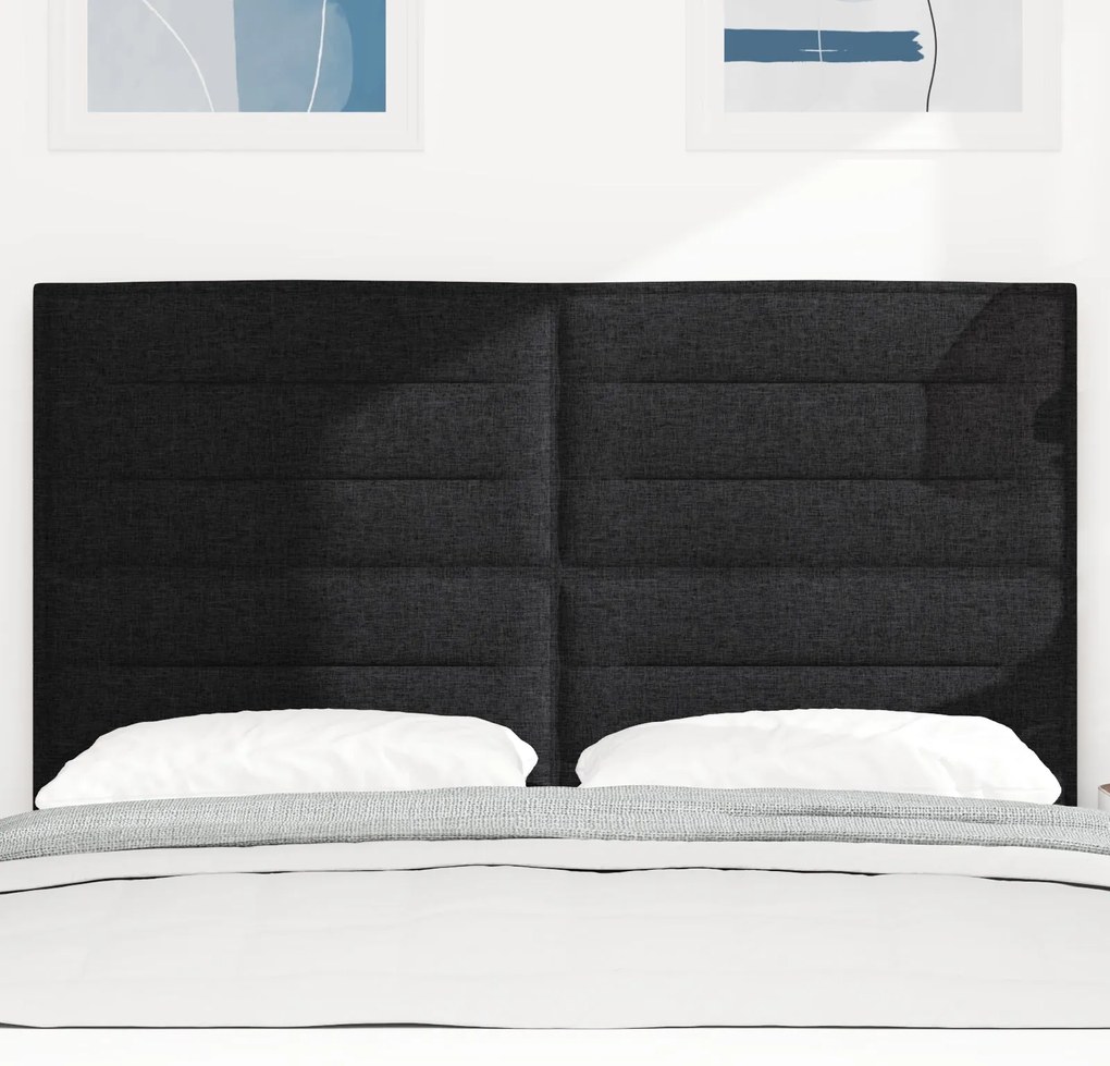 Cabeceira Design de Linhas Preto 160 cm Tecido