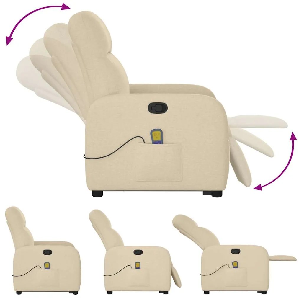 Poltrona elevatória de massagens tecido cor creme