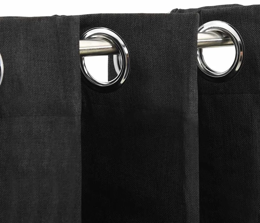 Cortinas opacas aspeto linho 2 pcs 140x245 cm antracite