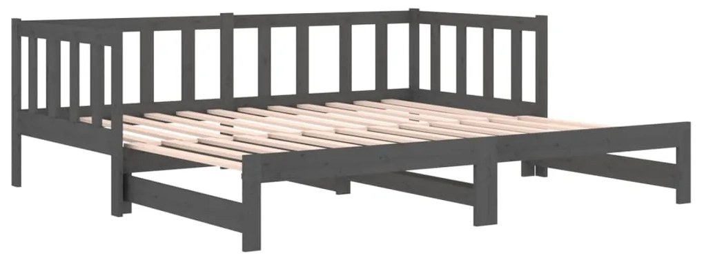 Estrutura sofá-cama de puxar 2x(90x190) cm pinho maciço cinza