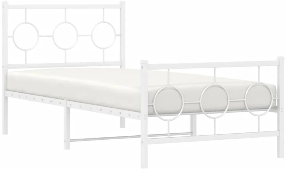Estrutura de cama com cabeceira e pés 90x200 cm metal branco