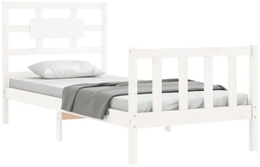 Cama sem colchão 100x200 cm madeira de pinho maciça branco