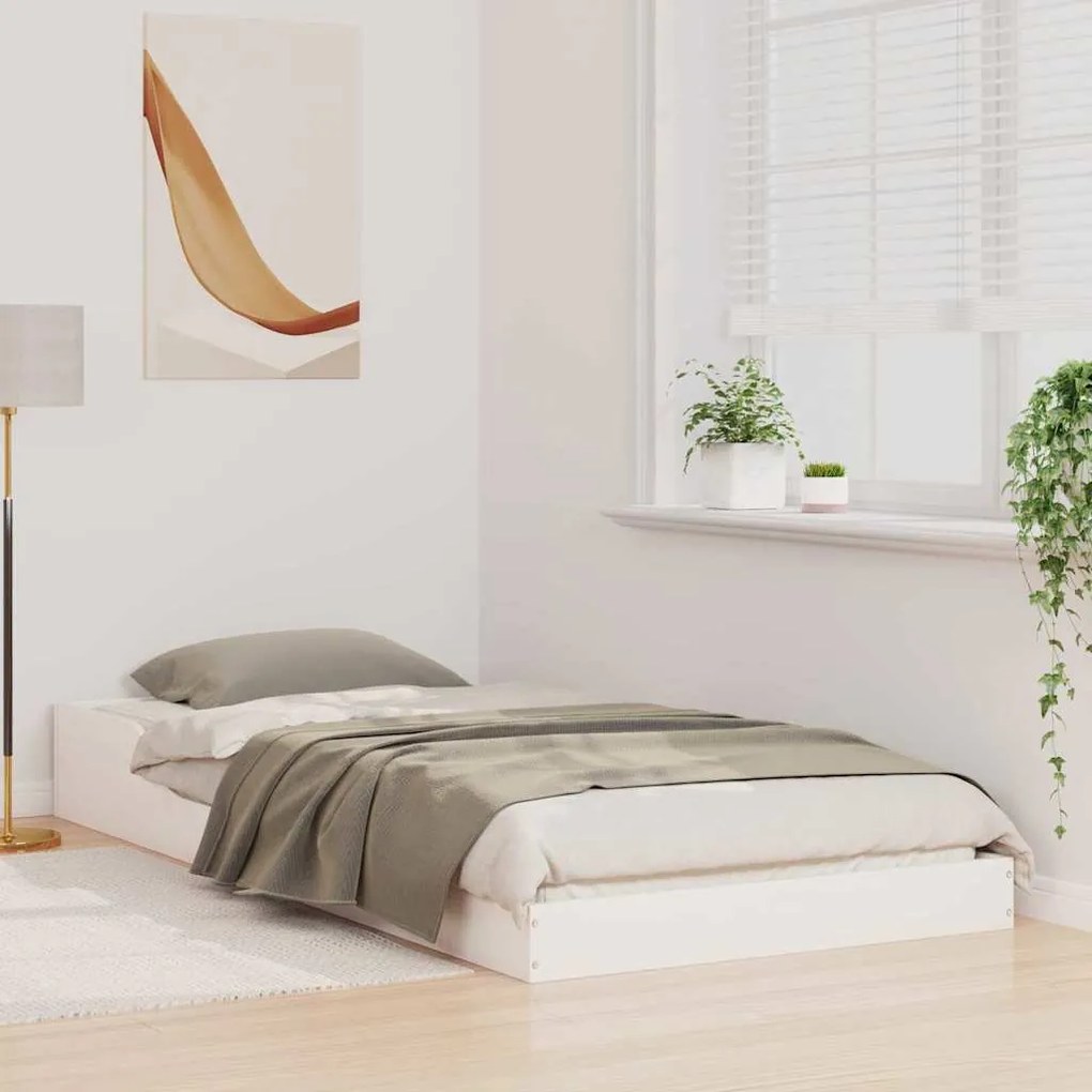 Estrutura da Cama Branco 90 x 200 cm Madeira de pinho maciça