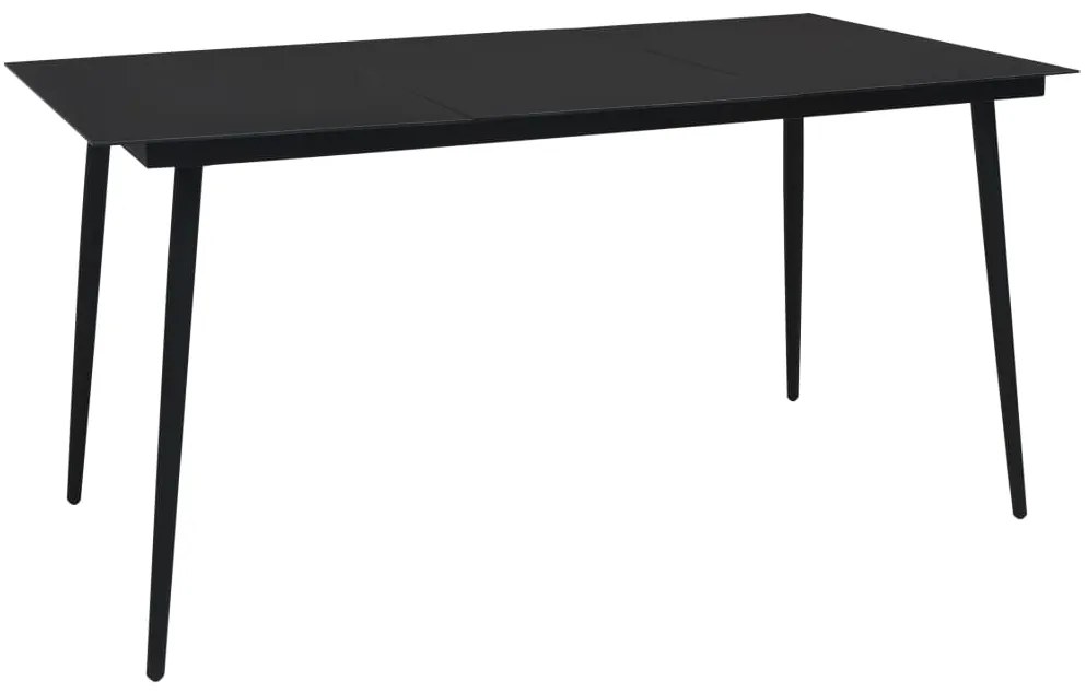 312159 vidaXL Mesa de jantar para jardim 190x90x74 cm aço e vidro preto