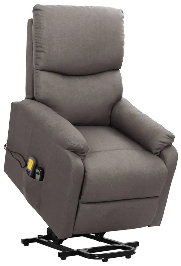 vidaXL Poltrona elevatória de massagens tecido cinzento-claro
