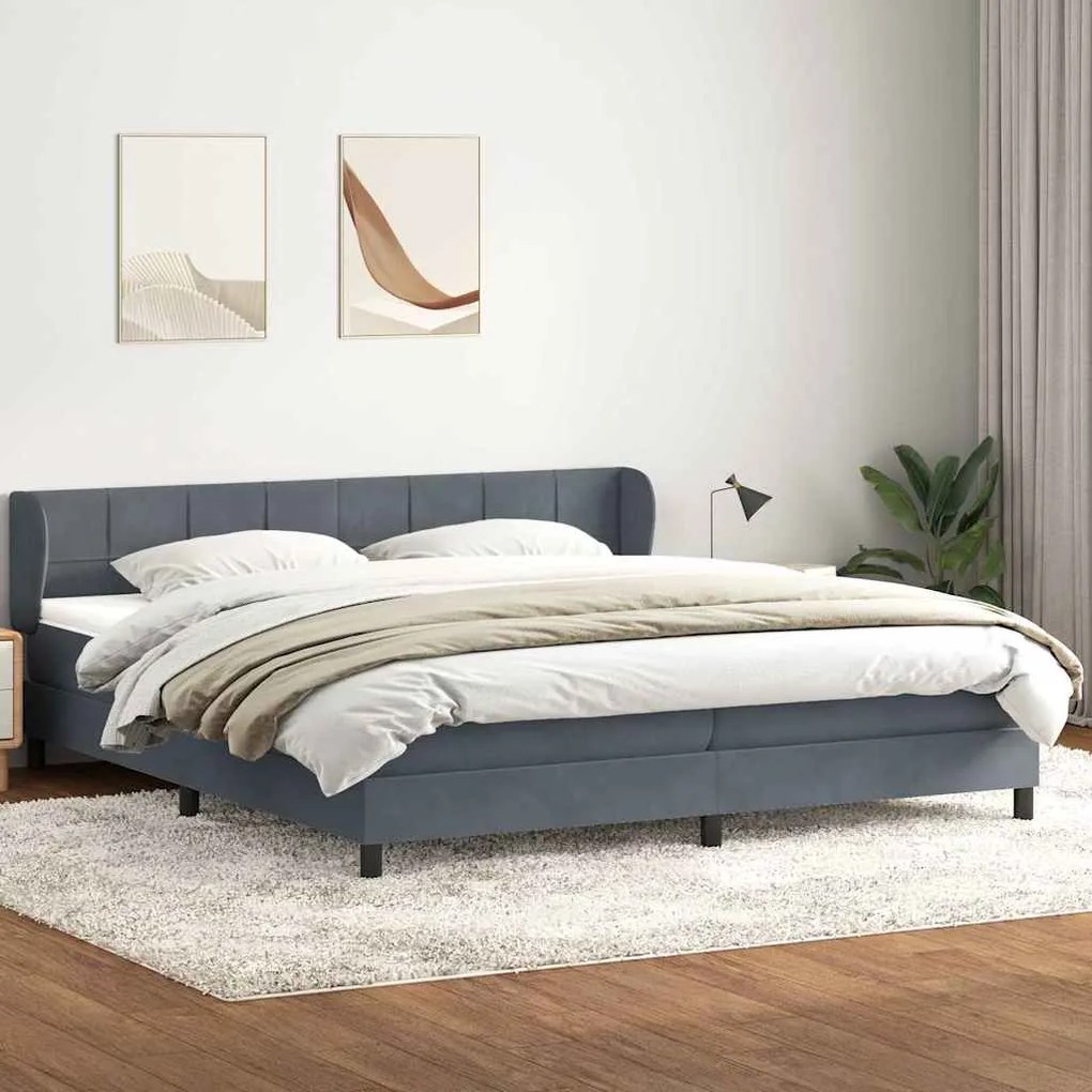 vidaXL Cama com molas/colchões 180x210 cm veludo cinzento-escuro