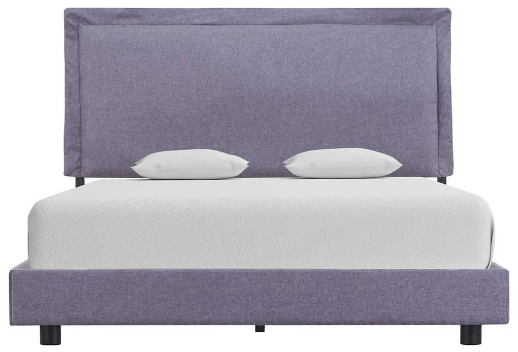 Estrutura de cama sem colchão 135x190 cm tecido cinzento-claro