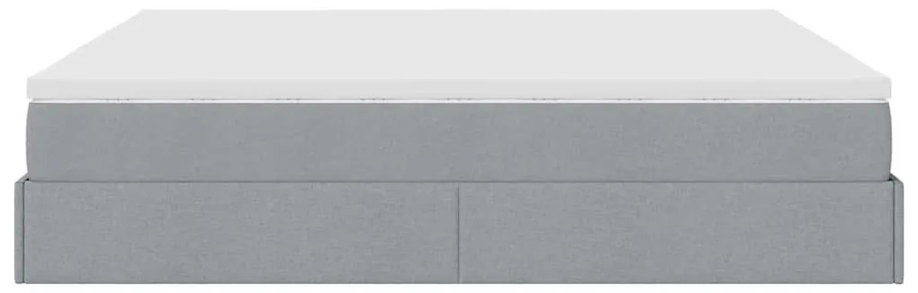 Estrutura cama otomana colchão 160x200 cm tecido cinzento claro