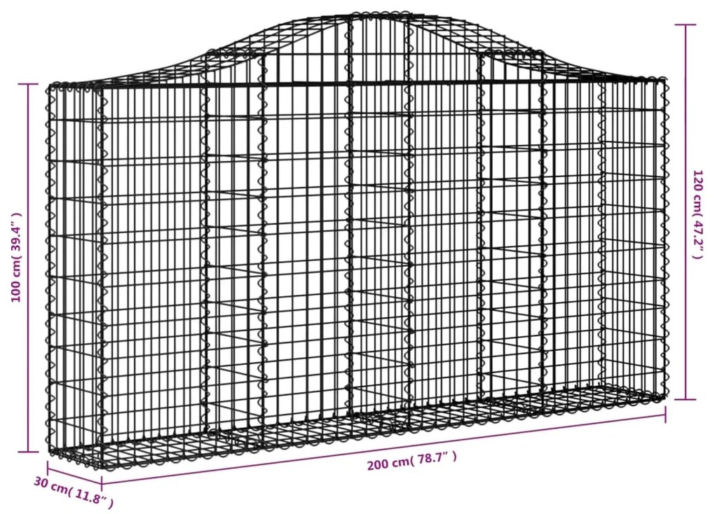 Cestos gabião arqueados 10 pcs 200x30x100/120 ferro galvanizado