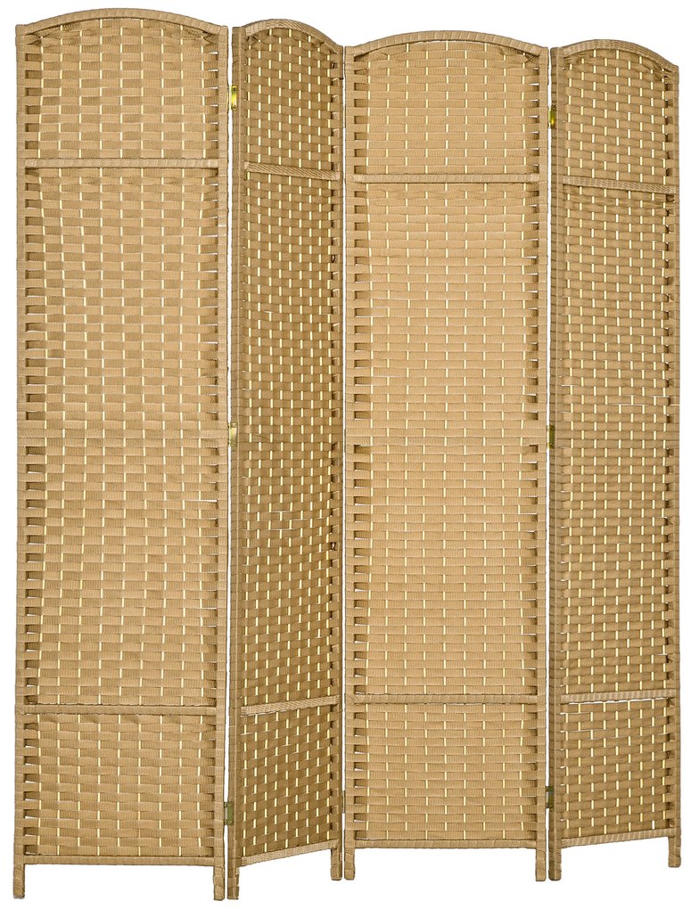 HOMCOM Biombo Interno em Madeira 4 Painéis 160x170 cm Separador de Ambientes Dobrável para Sala de Estar Quarto Natural | Aosom Portugal