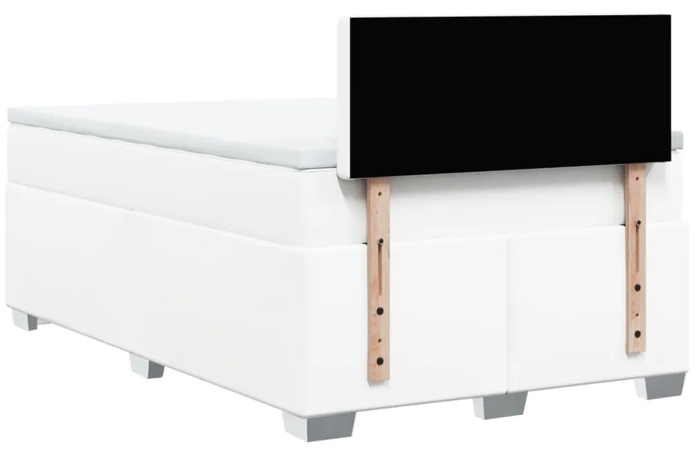 Cama boxspring com colchão 120x190 cm couro artificial branco