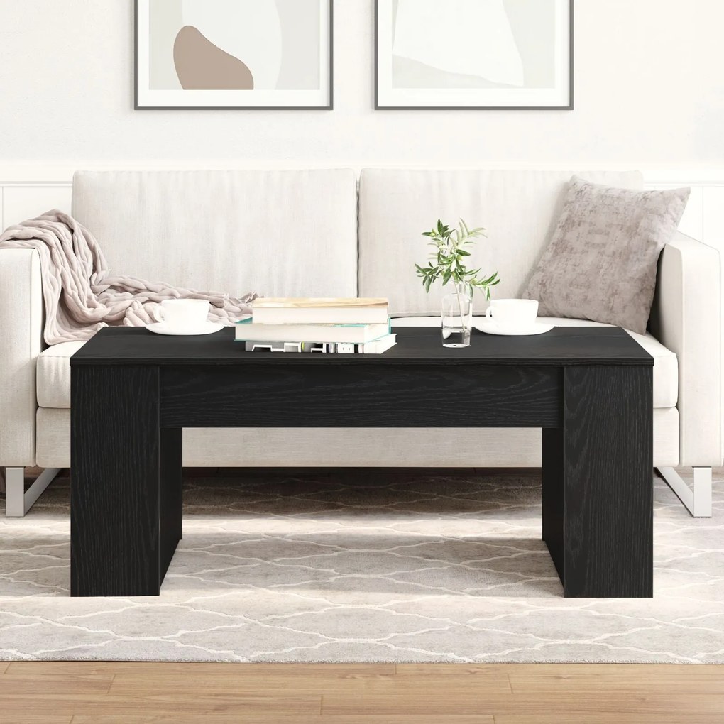 Mesa de Centro Carvalho Preto 102x55x42 cm Madeira Engenheirada